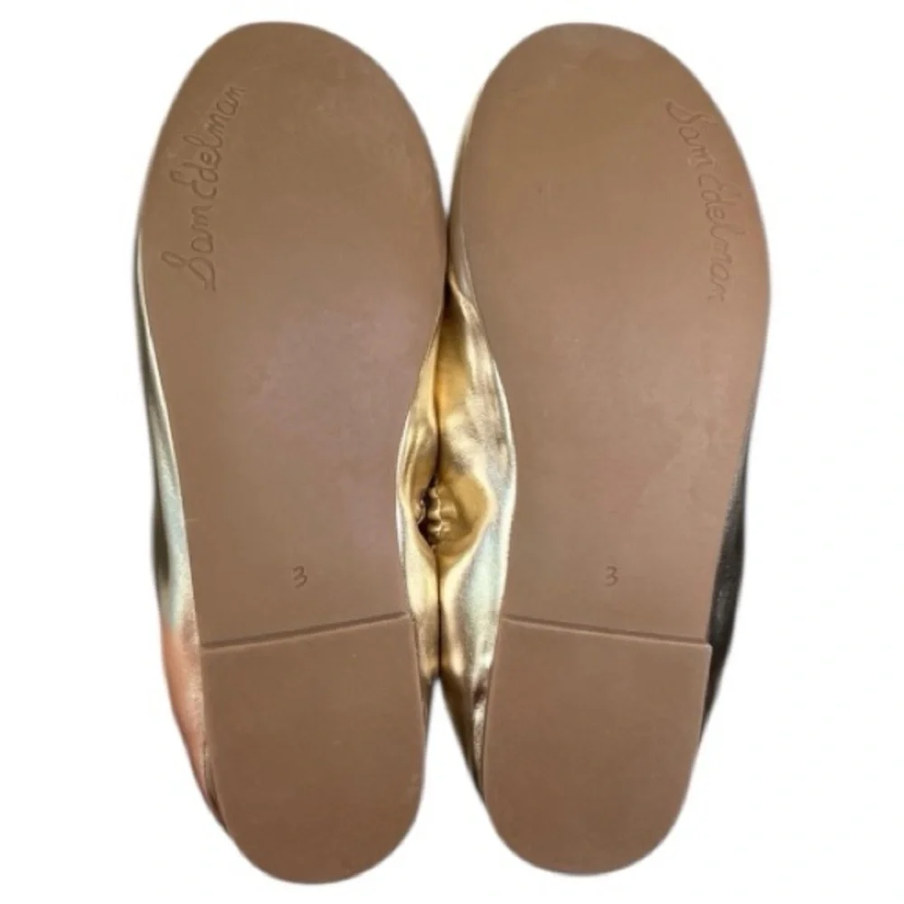 Sam Edelman Felicia Metallic Gold Ballet Flats Size 3